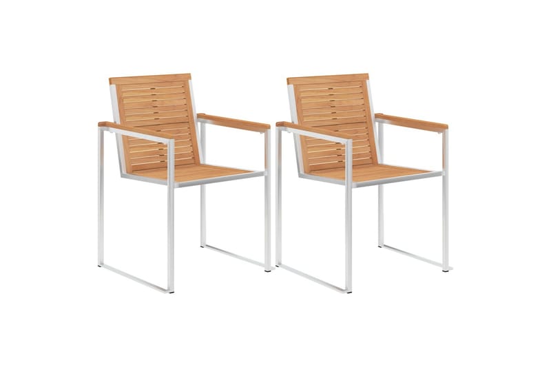 Havestole Med Hynder 2 Stk. massivt teaktræ og Stål - Brun - Havemøbler - Balkon - Balkonmøbler - Altanstole