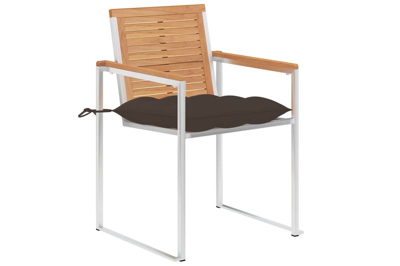 Havestole Med Hynder 2 Stk. massivt teaktræ og Stål - Brun - Havemøbler - Balkon - Balkonmøbler - Altanstole