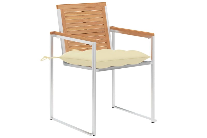 Havestole Med Hynder 2 Stk. massivt teaktræ og Stål - Brun - Havemøbler - Balkon - Balkonmøbler - Altanstole