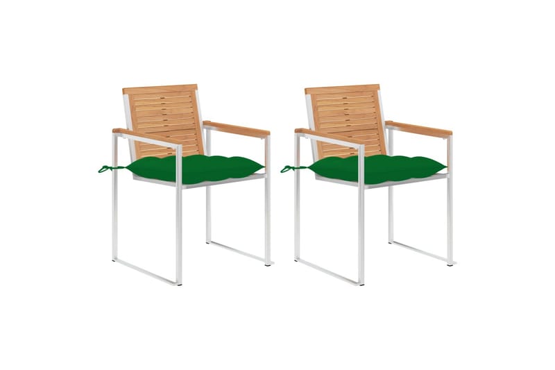 Havestole Med Hynder 2 Stk. massivt teaktræ og Stål - Brun - Havemøbler - Balkon - Balkonmøbler - Altanstole