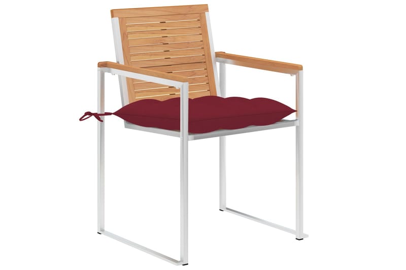 Havestole Med Hynder 2 Stk. massivt teaktræ og Stål - Brun - Havemøbler - Balkon - Balkonmøbler - Altanstole