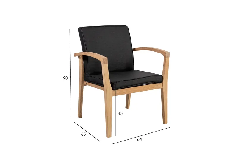 ROYAL 64x65xH90 blød polstret sort tekstilstol - Havemøbler - Balkon - Balkonmøbler - Altanstole