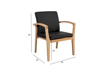ROYAL 64x65xH90 blød polstret sort tekstilstol - Havemøbler - Balkon - Balkonmøbler - Altanstole