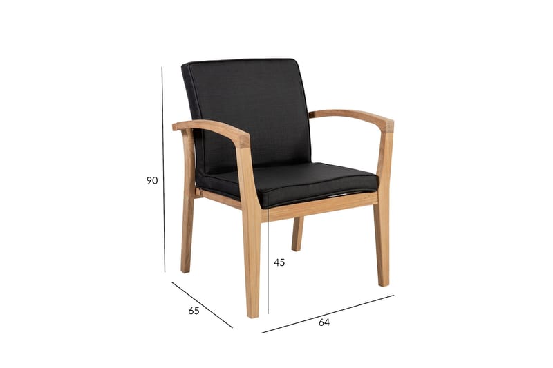 ROYAL 64x65xH90 blød polstret sort tekstilstol - Havemøbler - Balkon - Balkonmøbler - Altanstole