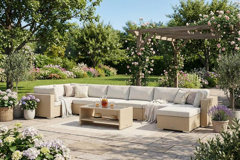 Bahamas Divanmodul – Loungebord Udendørs 75x75 cm til Sofaer - Beige - Havemøbler - Balkon - Balkonmøbler - Altanborde