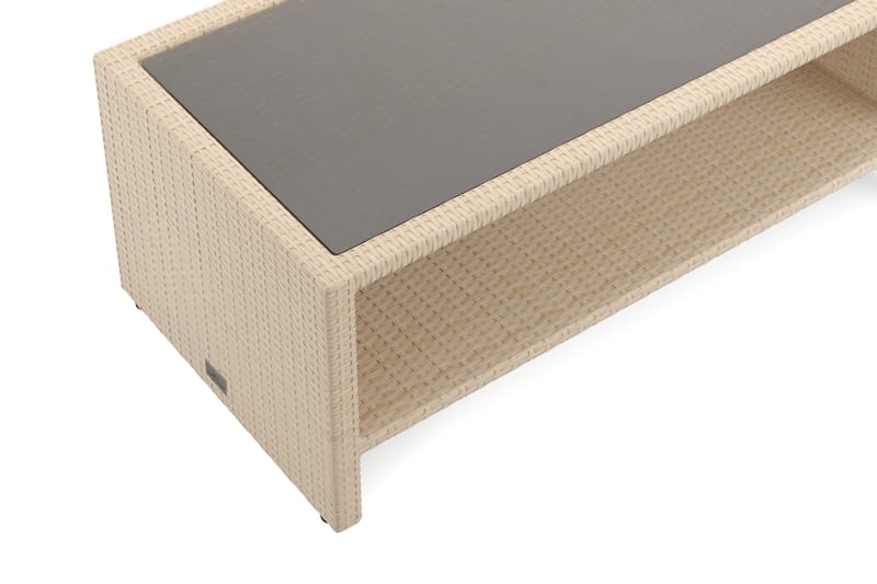 Bahamas Sofabord med Hylde 113 cm Udendørs Polyrattan - Sand - Havemøbler - Balkon - Balkonmøbler - Altanborde