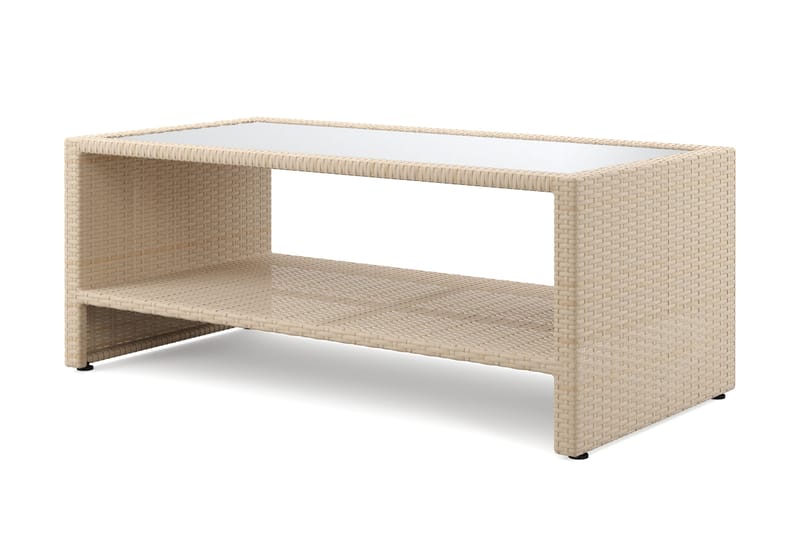 Bahamas Sofabord med Hylde 113 cm Udendørs Polyrattan - Sand - Havemøbler - Balkon - Balkonmøbler - Altanborde