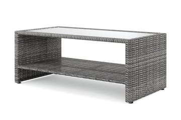 Bahamas Sofabord med Hylde 113 cm Udendørs Polyrattan - Grå - Havemøbler - Balkon - Balkonmøbler - Altanborde