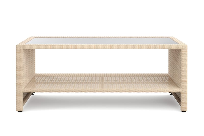 Bahamas Sofabord med Hylde 113 cm Udendørs Polyrattan - Beige - Havemøbler - Balkon - Balkonmøbler - Altanborde