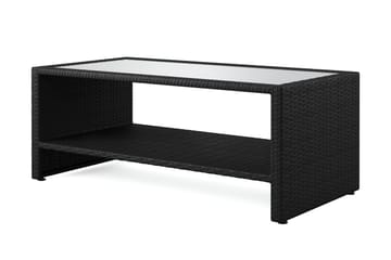Bahamas Sofabord med Hylde 113 cm Udendørs Polyrattan - Sort - Havemøbler - Balkon - Balkonmøbler - Altanborde
