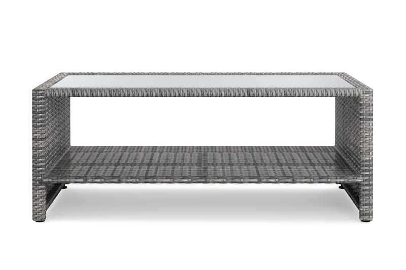 Bahamas Sofabord med Hylde 113 cm Udendørs Polyrattan - Grå - Havemøbler - Balkon - Balkonmøbler - Altanborde