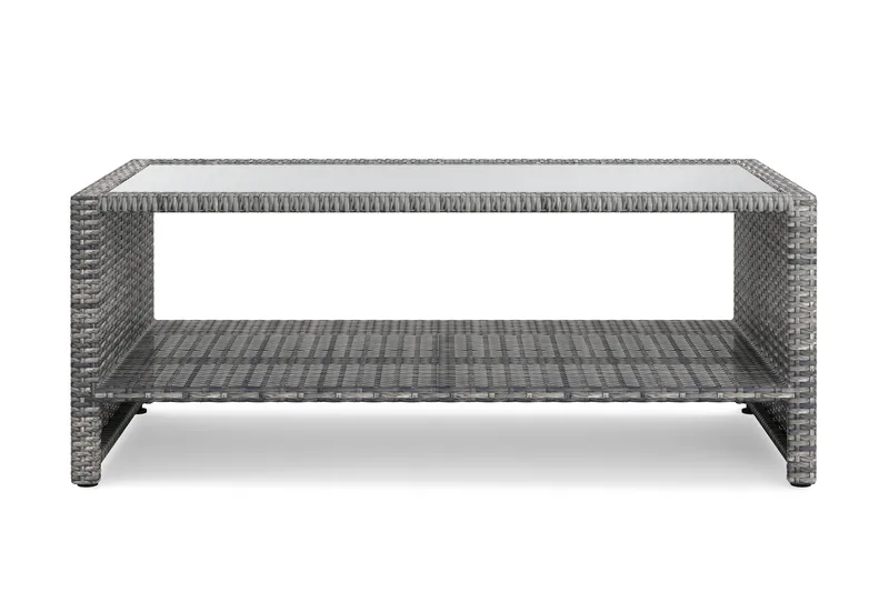 Bahamas Sofabord med Hylde 113 cm Udendørs Polyrattan - Grå - Havemøbler - Balkon - Balkonmøbler - Altanborde