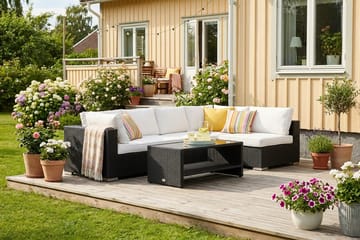 Bahamas Sofabord med Hylde 113 cm Udendørs Polyrattan - Sort - Havemøbler - Balkon - Balkonmøbler - Altanborde