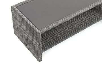 Bahamas Sofabord med Hylde 113 cm Udendørs Polyrattan - Grå - Havemøbler - Balkon - Balkonmøbler - Altanborde
