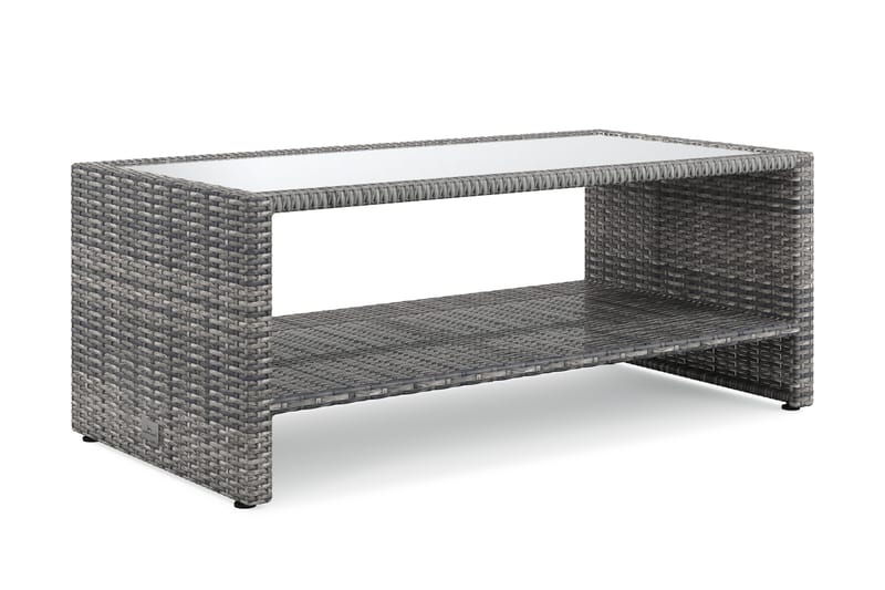 Bahamas Sofabord med Hylde Udendørs 113 cm Polyrattan, Grå