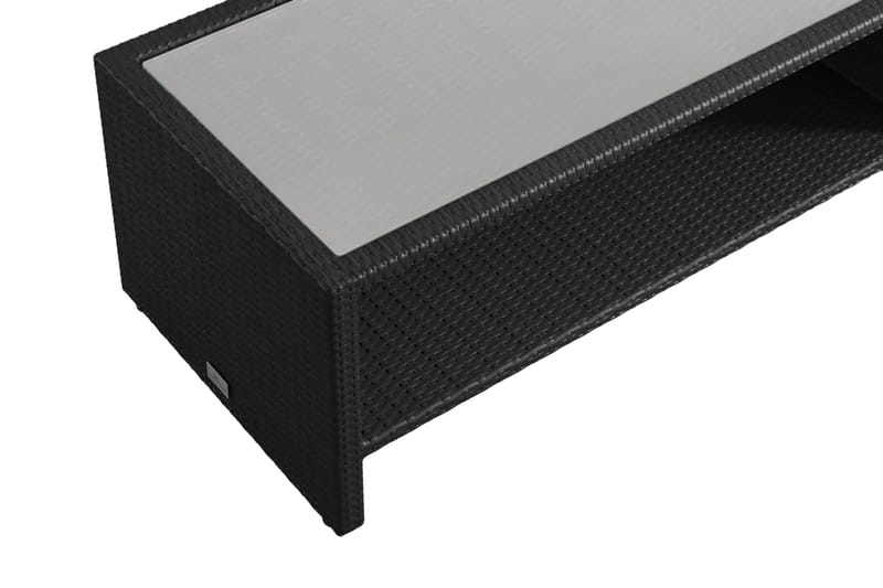 Bahamas Sofabord med Hylde Udendørs 113 cm Polyrattan - Sort - Havemøbler - Balkon - Balkonmøbler - Altanborde