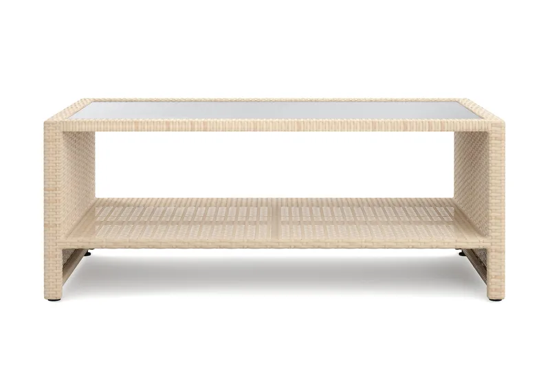Bahamas Sofabord med Hylde Udendørs 113 cm Polyrattan - Sand - Havemøbler - Balkon - Balkonmøbler - Altanborde