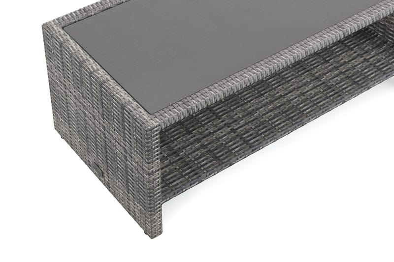 Bahamas Sofabord med Hylde Udendørs 113 cm Polyrattan - Grå - Havemøbler - Balkon - Balkonmøbler - Altanborde