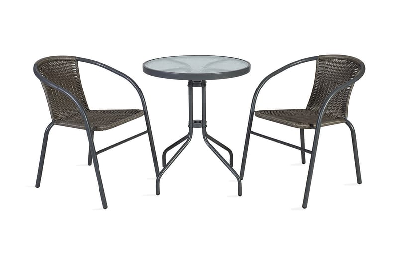 Balkon sæt BISTRO bord og 2 stole D60xH70 grå - Altansæt - Cafesæt