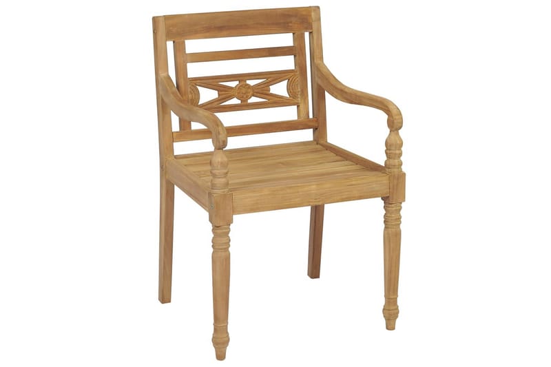 Batavia-stole 6 stk. med hynder massivt teaktræ - Brun - Spisebordsstole udend�ørs - Altanstole