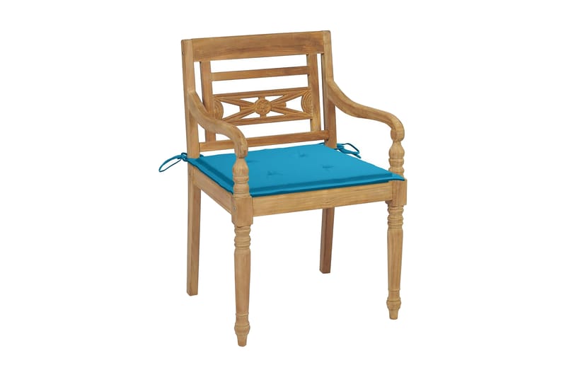 Batavia-stole 6 stk. med hynder massivt teaktræ - Brun - Spisebordsstole udendørs - Altanstole