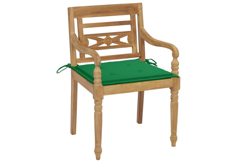 Batavia-stole 8 stk. med hynder massivt teaktræ - Brun - Spisebordsstole udendørs - Altanstole