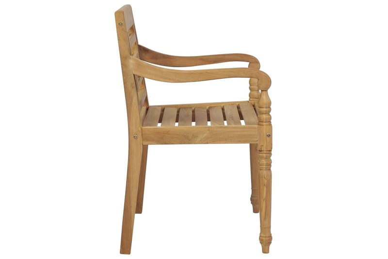 Batavia-stole med hynder 4 stk. massivt teaktræ - Brun - Spisebordsstole udend�ørs - Altanstole