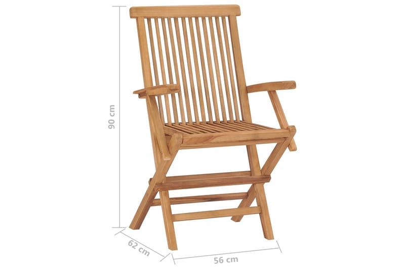 beBasic foldbare havestole 8 stk. massivt teaktræ - Brun - Spisebordsstole udendørs - Altanstole