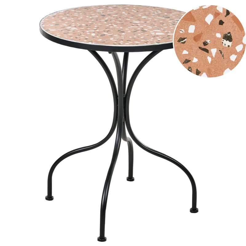 Bistrobord udendørs Adrano 60 cm terrazzoeffekt Jern, Sort/Orange