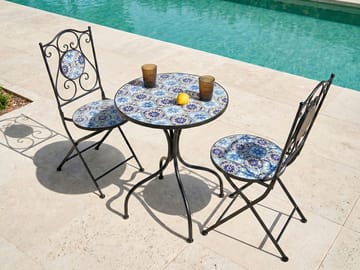 Bistrobord udendørs Aggius 60 cm Jern - Sort/Blå - Havemøbler - Balkon - Balkonmøbler - Altanborde