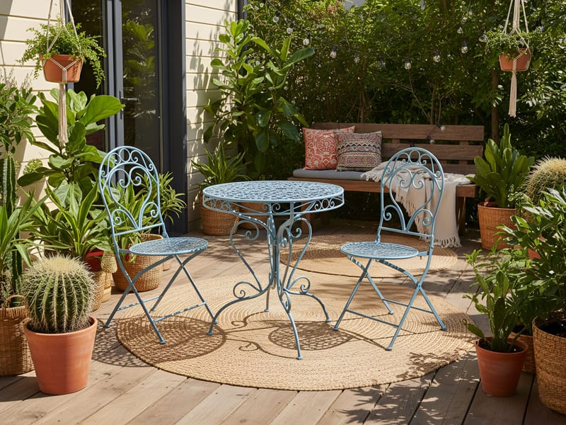 Bistrobord udendørs Albinia 70 cm Jern - Blå - Havemøbler - Balkon - Balkonmøbler - Altanborde