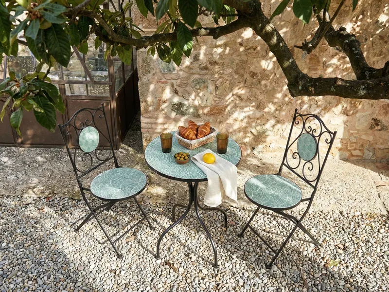 Bistrobord udendørs Anapo 60 cm Jern - Sort/Grøn - Havemøbler - Balkon - Balkonmøbler - Altanborde