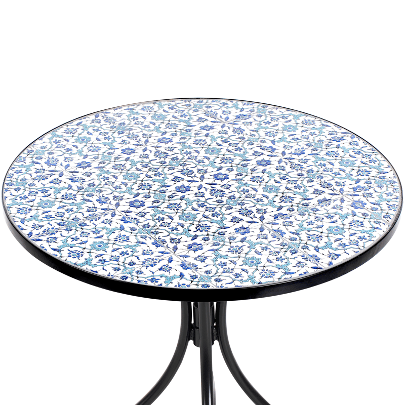 Bistrobord udendørs Chapeco 60 cm Jern - Sort/Blå/Hvid - Havemøbler - Balkon - Balkonmøbler - Altanborde