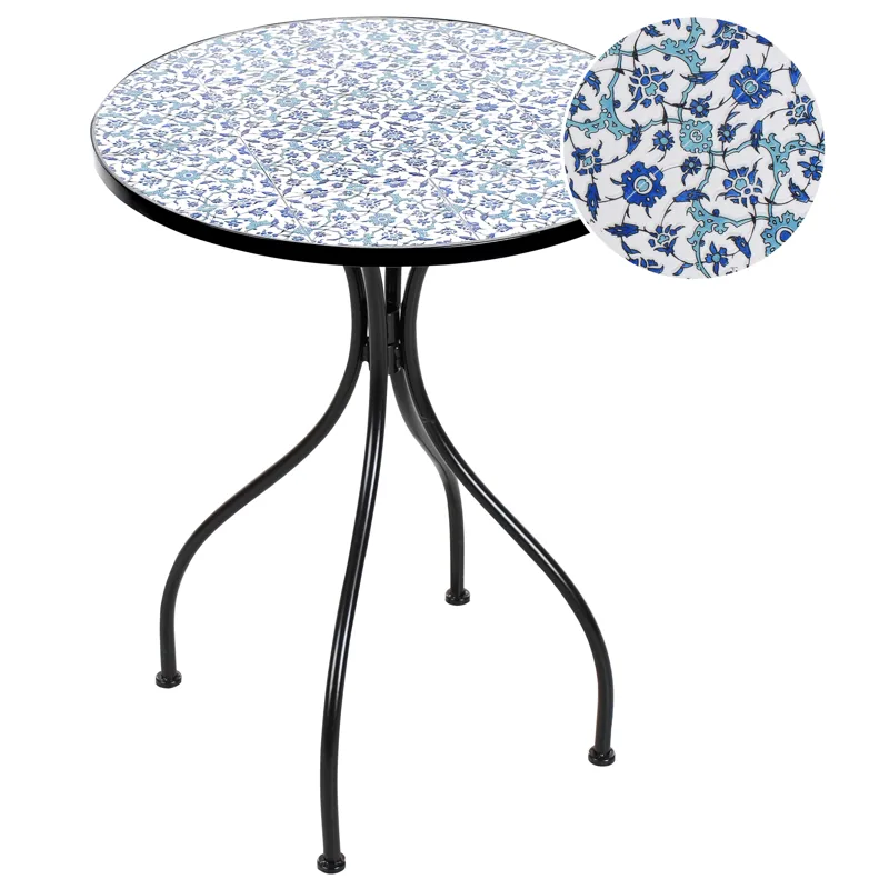 Bistrobord udendørs Chapeco 60 cm Jern, Sort/Blå/Hvid