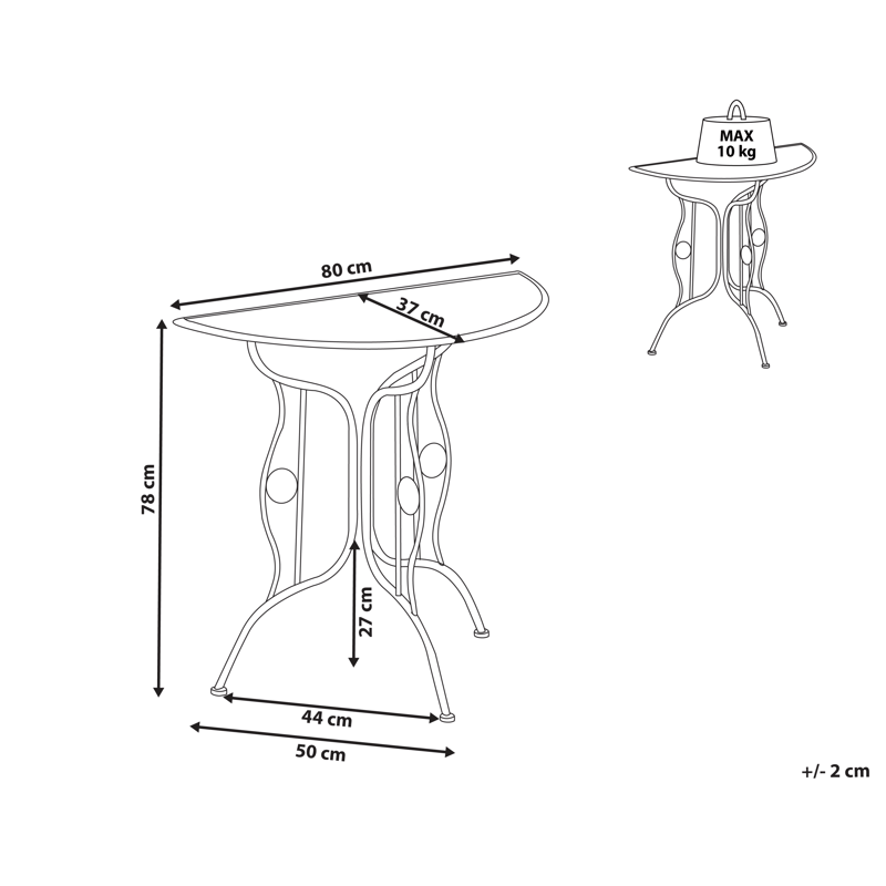 Bistrobord udendørs Coggia 80 cm Jern - Beige - Havemøbler - Balkon - Balkonmøbler - Altanborde