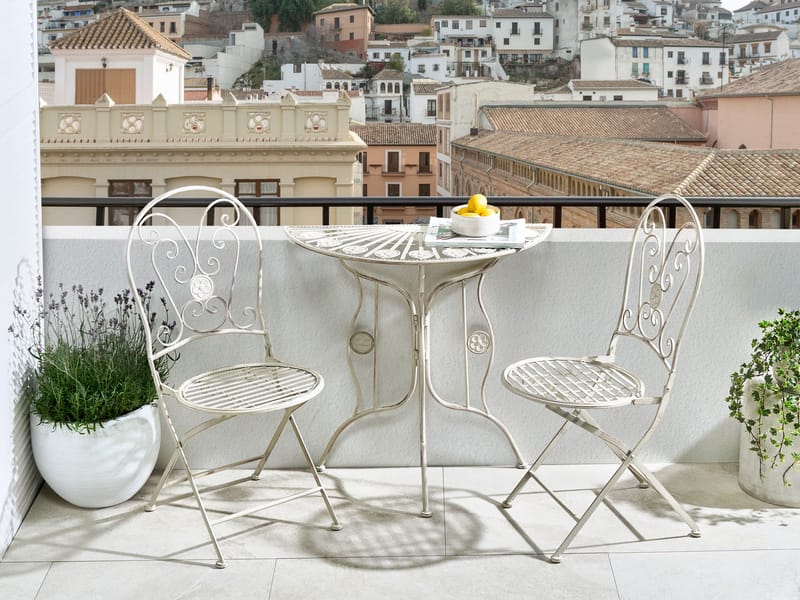 Bistrobord udendørs Coggia 80 cm Jern - Beige - Havemøbler - Balkon - Balkonmøbler - Altanborde