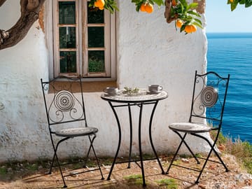Bistrobord udendørs Comiso 60 cm Jern - Sort/Hvid - Havemøbler - Balkon - Balkonmøbler - Altanborde