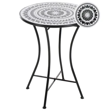 Bistrobord udendørs Comiso 60 cm Jern - Sort/Hvid - Havemøbler - Balkon - Balkonmøbler - Altanborde