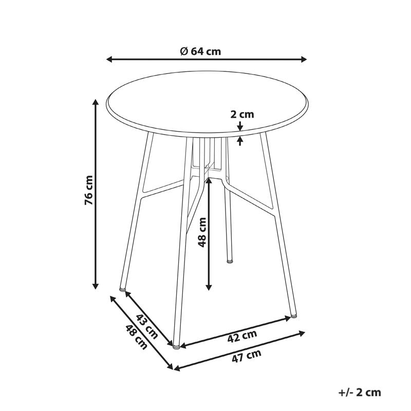 Bistrobord udendørs Taltal 64 cm - Rød - Havemøbler - Balkon - Balkonmøbler - Altanborde