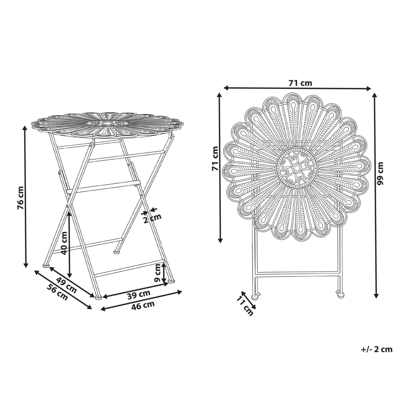 Bistrobord udendørs Pavia 71 cm Jern - Blå - Havemøbler - Balkon - Balkonmøbler - Altanborde
