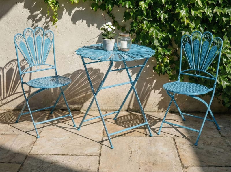 Bistrobord udendørs Pavia 71 cm Jern - Blå - Havemøbler - Balkon - Balkonmøbler - Altanborde