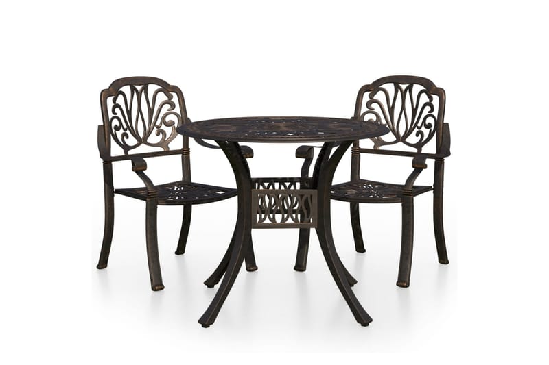 bistrosæt 3 dele støbt aluminium bronzefarvet - Brun - Havemøbler - Balkon - Balkonmøbler - Altansæt