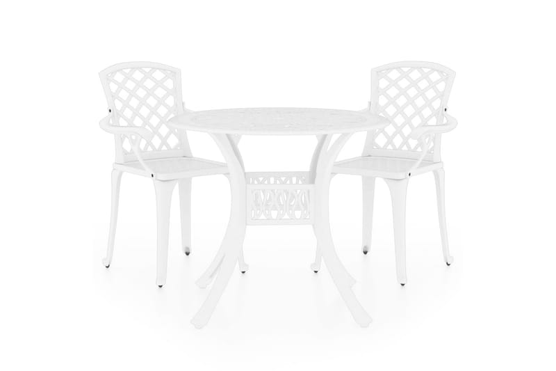 bistrosæt 3 dele støbt aluminium hvid - Hvid - Havemøbler - Balkon - Balkonmøbler - Altansæt