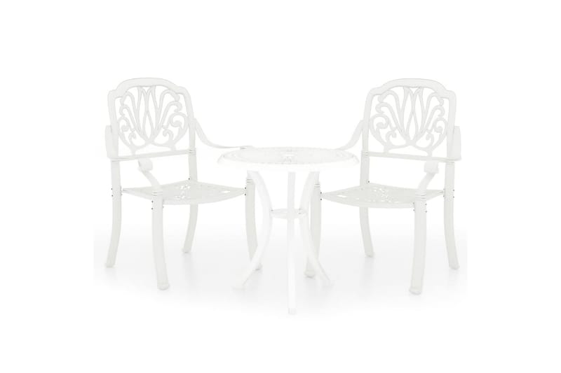 bistrosæt 3 dele støbt aluminium hvid - Hvid - Havemøbler - Balkon - Balkonmøbler - Altansæt
