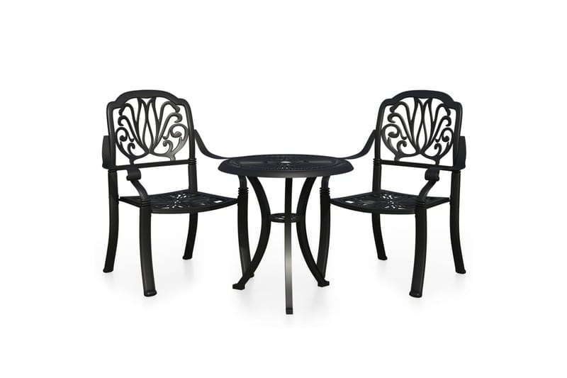 bistrosæt 3 dele støbt aluminium sort - Sort - Havemøbler - Balkon - Balkonmøbler - Altansæt