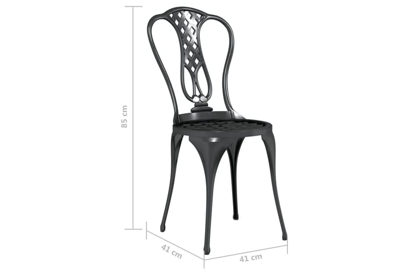 bistrosæt 3 dele støbt aluminium sort - Sort - Havemøbler - Balkon - Balkonmøbler - Altansæt