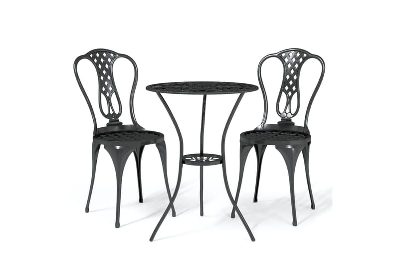 bistrosæt 3 dele støbt aluminium sort - Sort - Havemøbler - Balkon - Balkonmøbler - Altansæt