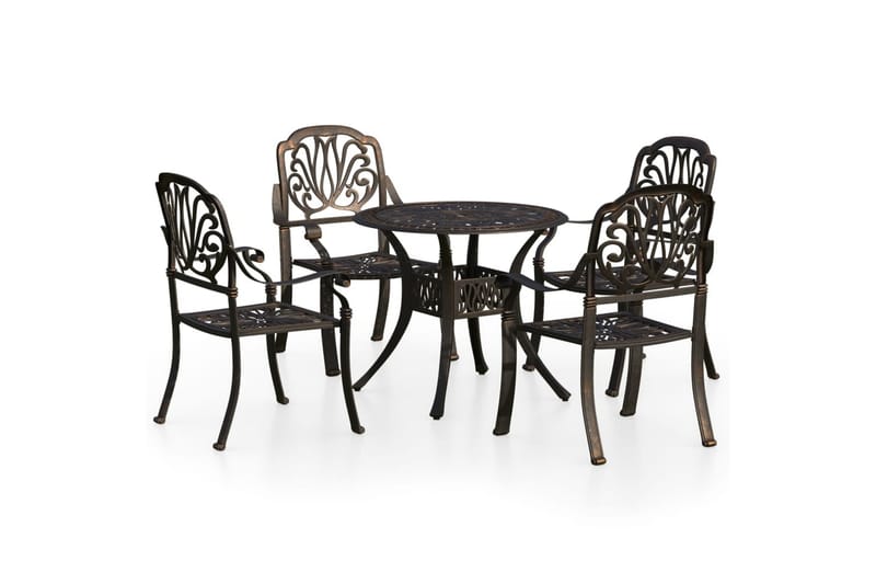 bistrosæt 5 dele støbt aluminium bronzefarvet - Brun - Havemøbler - Balkon - Balkonmøbler - Altansæt