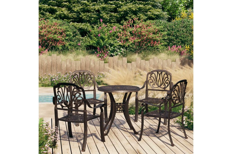 bistrosæt 5 dele støbt aluminium bronzefarvet - Brun - Havemøbler - Balkon - Balkonmøbler - Altansæt