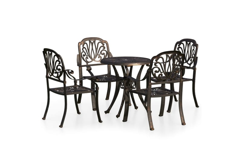 bistrosæt 5 dele støbt aluminium bronzefarvet - Brun - Havemøbler - Balkon - Balkonmøbler - Altansæt